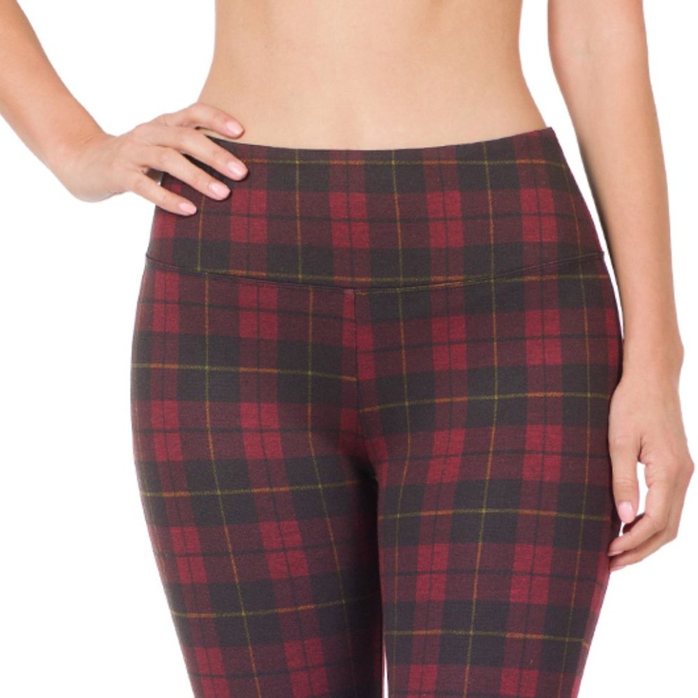 Zenana Outfitters Red and Black Plaid Skinny Pants